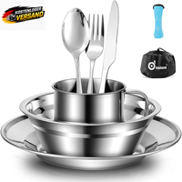 Campingbesteck Set 8-Teilig Edelstahl Outdoor Reisegeschirr Tafelbesteck