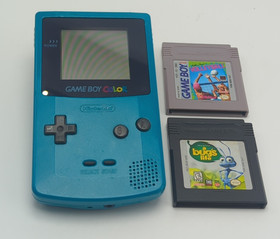 Nintendo Gameboy Color GBC Teal Blue Console CGB-001 New Screen + 2 Games TESTED