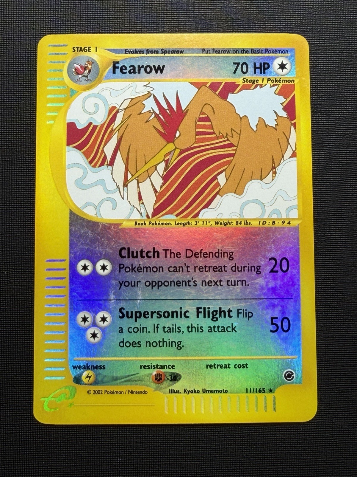 Pokemon Fearow Reverse Holo Rare Card 11/165 Expedition Base Set NM