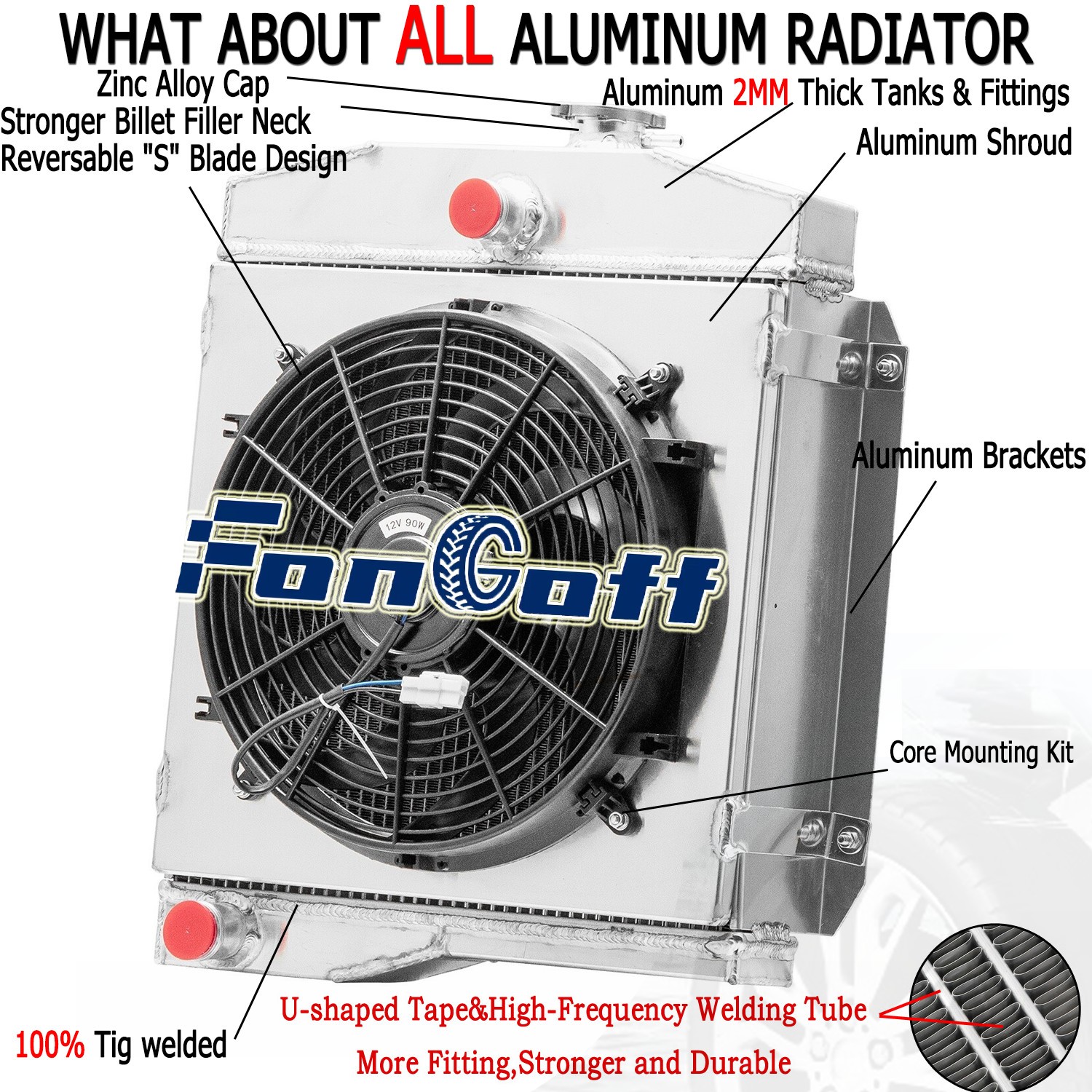 3 Rows Radiator+Shroud+Fan For 1955-58 Jeep Willys/1959-71 CJ3 CJ5 CJ5A CJ6 CJ6A