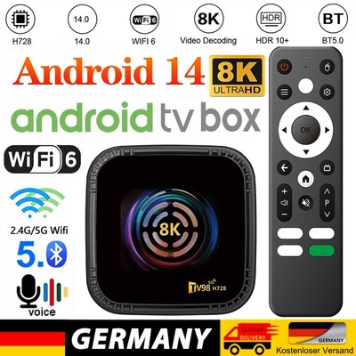 Android 14 Smart TV Box 4G 64G Media Player 8K HD Android Box mit Remote (EU)