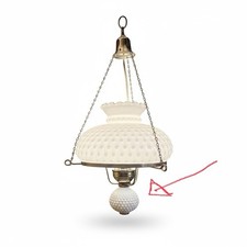 Vintage Hobnail Milk Glass Pendant Hanging Part of Oil Lamp Hurricane White