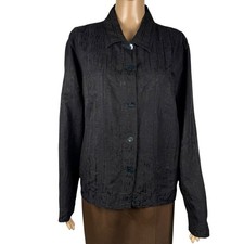 Chico's Black Silk Linen Jacket Shirt Size 3 US XL
