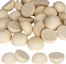 50PCS Half Wooden Balls, 2 inch Unfinished Round Wood Half Sphere Balls, 50mm...