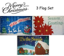 3x5 Merry Christmas 3 Flag Wholesale Set 2 3'x5' House Banner Grommets