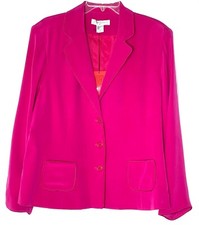 Silk Assets Diane Von Furstenberg Hot Pink Barbie 3-button Blazer Jacket 1x 16w