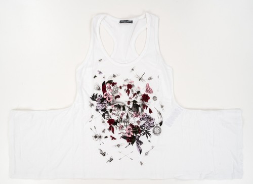 ALEXANDER MCQUEEN White Tank Top Cotton 'Skull' Detail Scoop Neck 4-6 (EU 40)