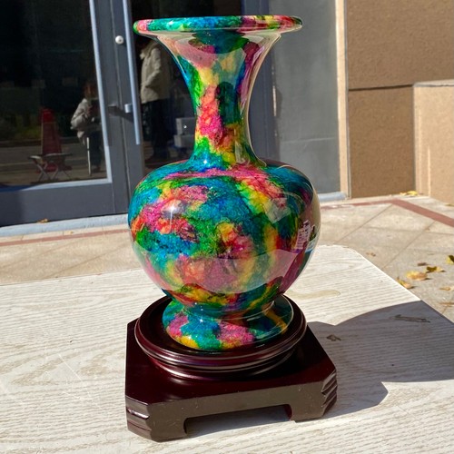 5.73LB Rare Multicolor Colorful Vase - Stunning Crystal Home Decor