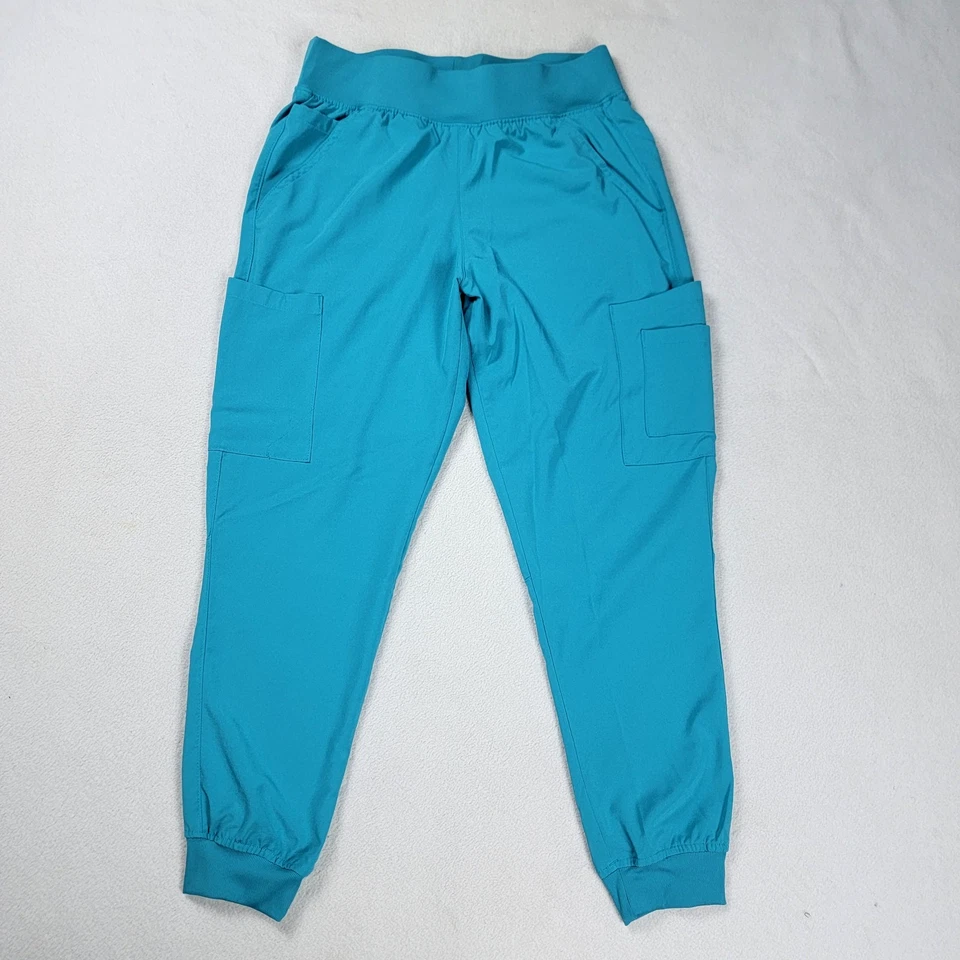 UA Easy Stretch By Butter Soft Scrub Pants Women Small Teal Blue Medical Bottoms - Image 2 of 4