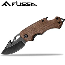 Flissa 2.5" Mini Folding Pocket Knife Stainless Steel EDC Drop Point Blade Knife