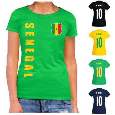 Senegal WM 2022 Damen T-Shirt Trikot Name Nummer Fussball Team National