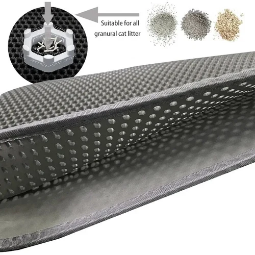 Double Layer Cat Litter Mat Non-Slip Washable Pad for Cats Litter Box, Paw Clean - Picture 8 of 17