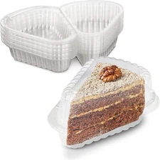 MT Products Extra Small Hinged Plastic Cake Slice Container - Pack of 20