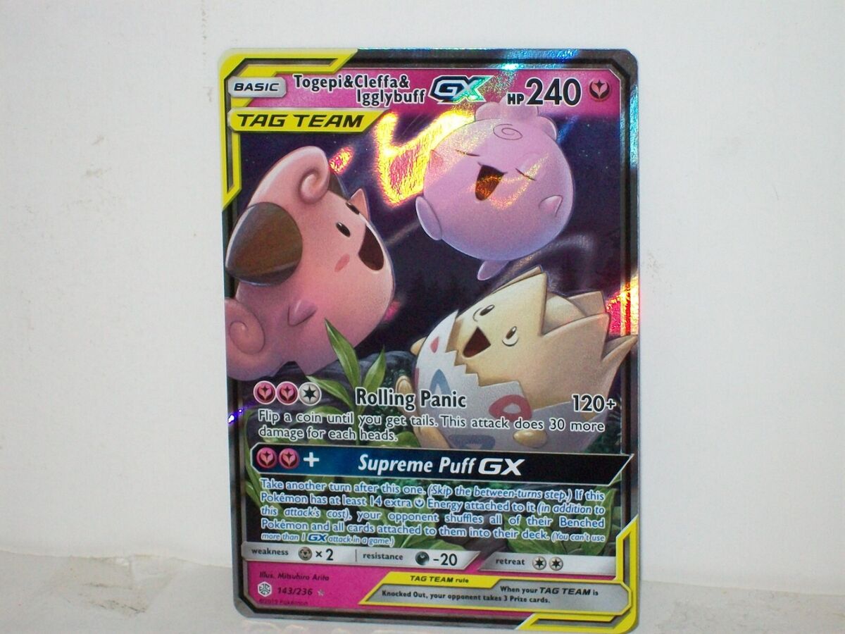 Ultra Rare Togepi & Cleffa & Igglybuff GX 143/236 Tag Team Ultra Rare Togepi & Cleffa & Igglybuff GX 143/236 Tag Team