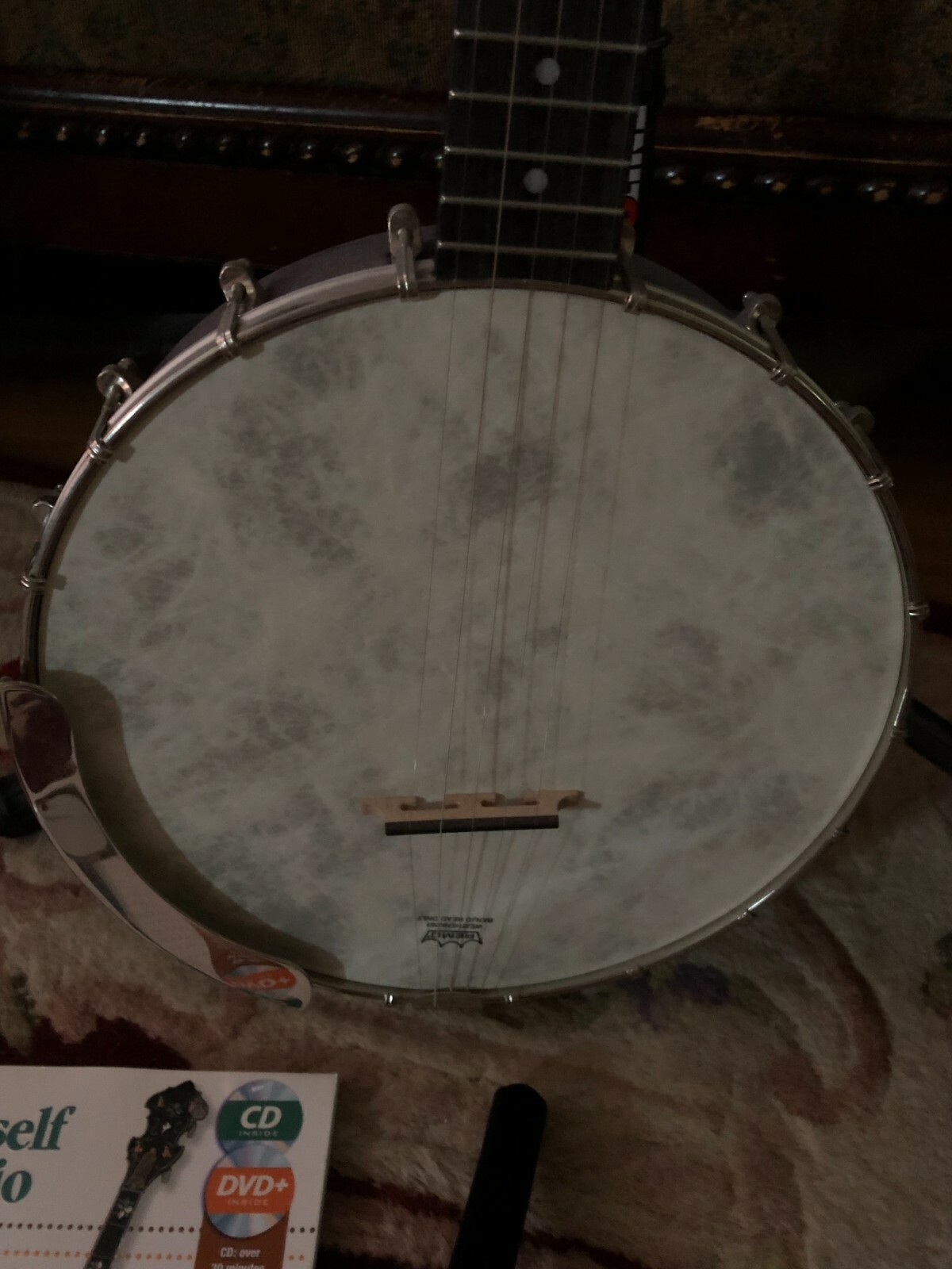 Remo WeatherKing 5String Banjo with Stand & Teach Yourself to Play