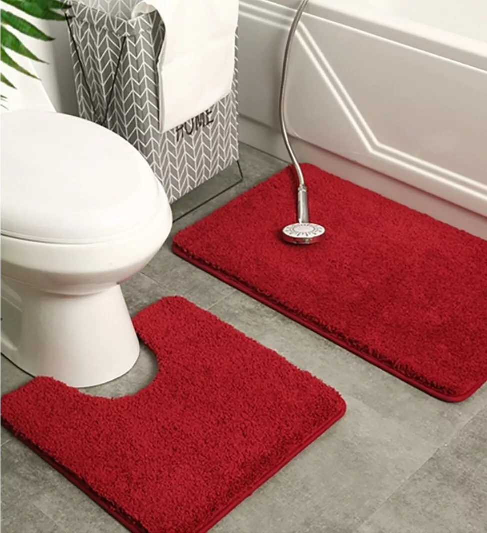 Orange Bath Rugs Bathroom Mats and Rugs Non Slip Ultra Soft Chenille Rug/Bathmat