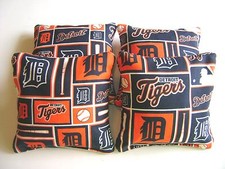 DETROIT TIGERS CORNHOLE BEAN BAGS SET OF 4 TOP QUALITY TOSS GAME
