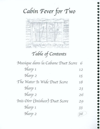Cabin Fever for Two Songbook Harp Duet 2012 Sharon Thormahlen Anna T Jenkins - Picture 3 of 7