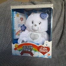 Care Bears 25th Annv. Tenderheart Plush White Silver Swarovski Crystal Eye w/DVD