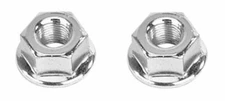 NEW! GENUINE STEEL 26 TEETH FRONT HUB AXLE NUT 5/16 SIZE IN CHROME SOLD BY PAIR.