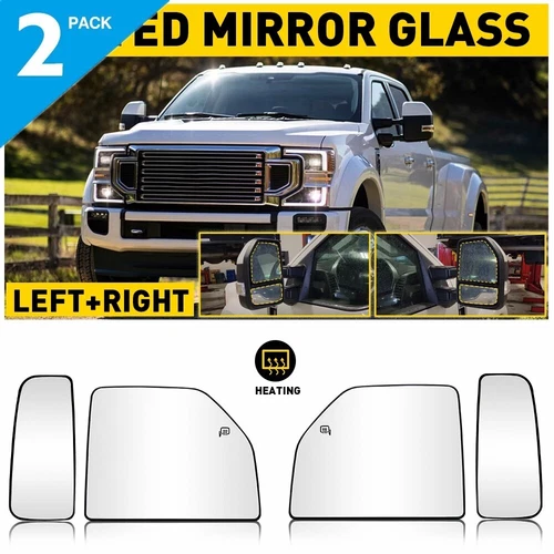 Mirror Glass Heated 8X Left & Right Side For 2017-2022 FORD F250 F350 SUPER DUTY