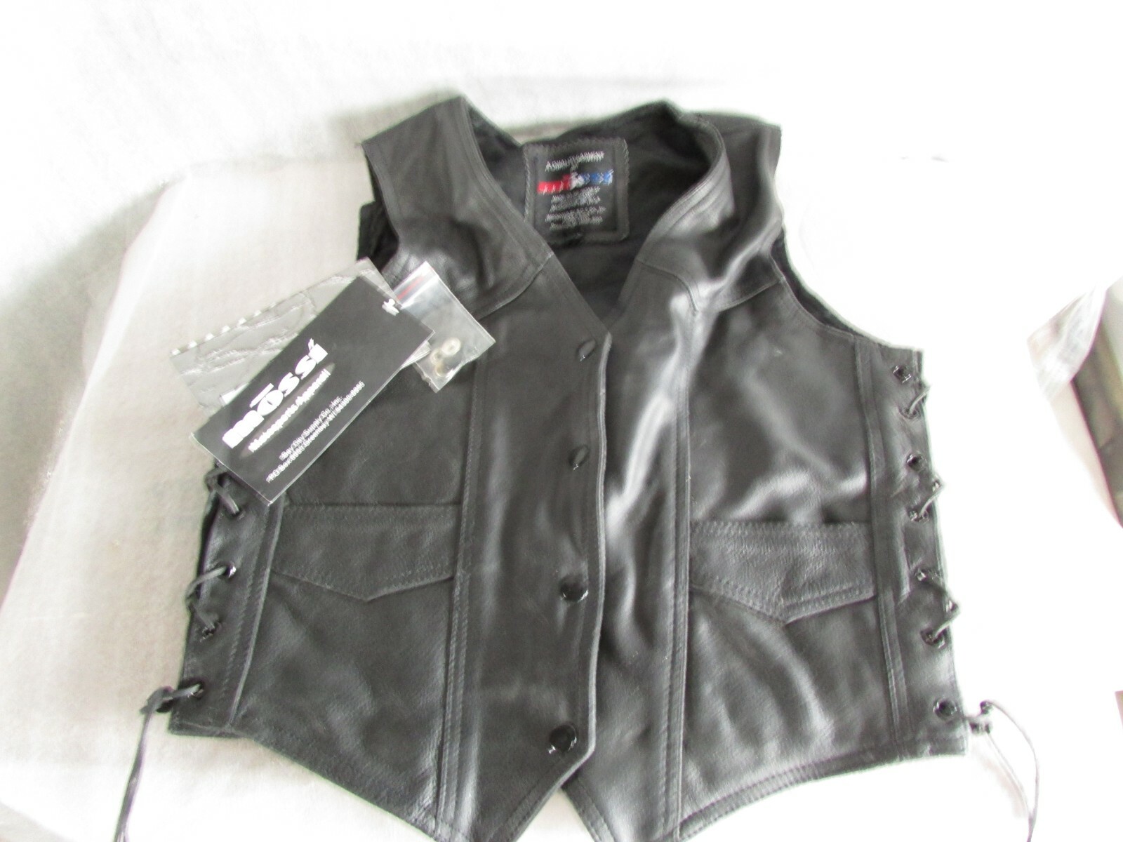 NWT MOSSI MOTOSPORTS BLACK LEATHER VEST 