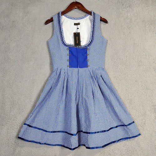 GloryStar Dirndl Dress Women's Small Blue Gingham German Oktoberfest Costume NWT