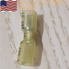 Yellow Heat Shrink Marine Female Spade Crimp Connectors Terminals AWG 12-10