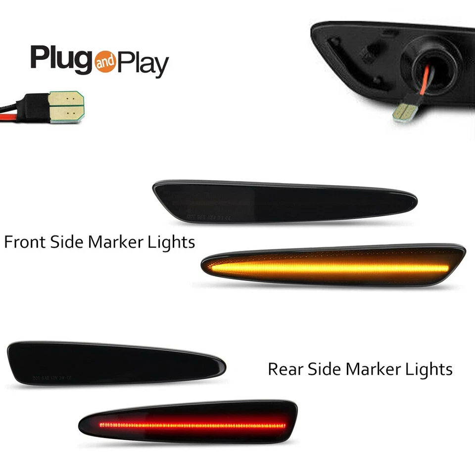 LED Smoked Front & Rear Side Marker Signal Lights For 2005-13 Chevy Corvette C6 - Image 3 of 4