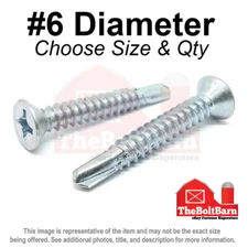 #6 Phillips Flat Head Self Drilling Sheet Metal Screws Zinc (Pick Length & Qty)