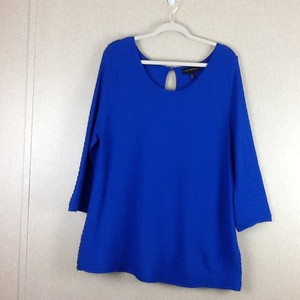 Lane-Bryant-Womens-Plus-Size-18-20-2X-Blue-Keyhole-Work-Shirt-Top-Blouse
