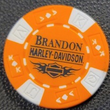 BRANDON HD ~ FLORIDA (Orange AKQJ) Harley Davidson Poker Chip CLOSED