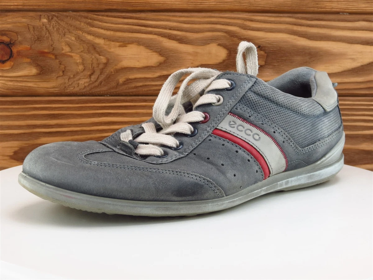 ECCO Sz 42 Sneaker Gray Leather Men Lace Up Medium