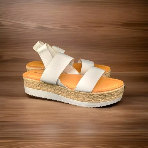 Madden Mädchen Damensandalen Größe 6,5 weiß elastisch oben Kunstwildleder