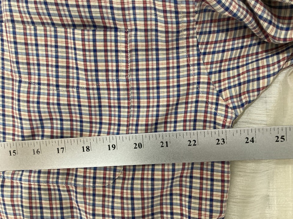 GANT USA Mens Shirt Large Short Sleeve Heritage Twill Blue Red Plaid