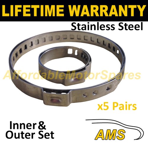 CV BOOT CLAMPS PAIR x5 UNIVERSAL STAINLESS STEEL FITS ALL CARS KIT 1.5
