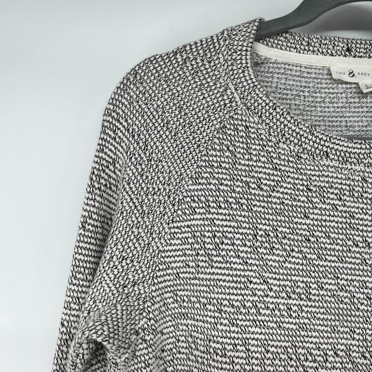 lou and grey sweatshirt dress NWT Lou & Grey for Loft Sweatshirt Dress Womens Small White Black Crew Neck