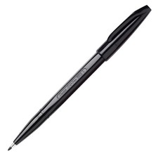 S520-A Pentel Sign Pen Stick Marker, Fine Point, Black Ink, Pack of 5