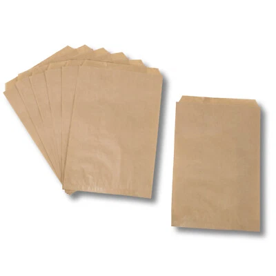 Paper bags gift bags paper bag flat bag bread breakfast organic bag Brown - Image 1 of 4