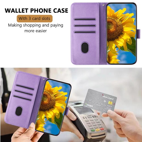 Funda tipo billetera de cuero PU con relieve de girasol para Google Pixel 9A/9Pro XL/9Pro/9/7 - Imagen 34 de 54