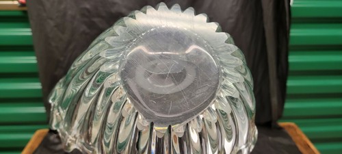 VINTAGE ART GLASS FREE FORM CLEAR VASE BOWL MID CENTURY HEAVY GLASS BOWL 3416 - Picture 8 of 12