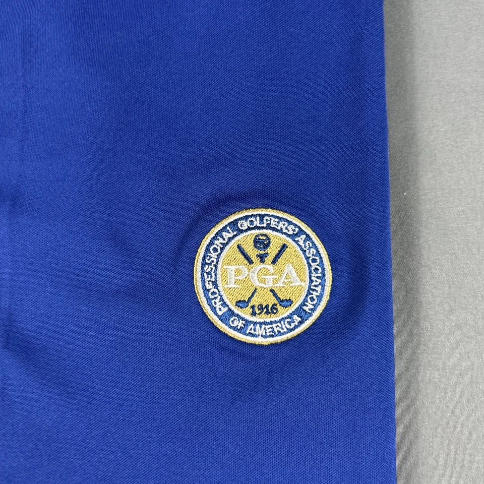 Camisa de golf Donald Ross polo pecho logotipo PGA pequeña azul poliéster nueva con etiquetas precio de venta sugerido por el fabricante 120 USD Foto 2 de 4