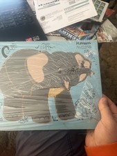 Vintage Wooden PLAYSKOOL Elly Elephant Puzzle #165-3 - 6 Pieces - Blue & Gray