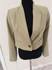 Express Olive Green Cropped Blazer Women Size M Chic Tailored Jacket