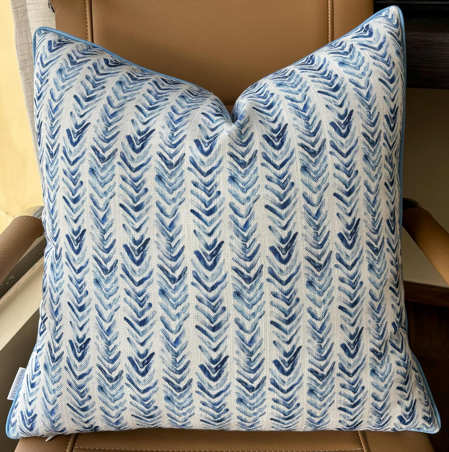 Stylish Herringbone-Blue Printed 18x18 Fabric Pack of 1 for Home Décor