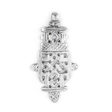 Silver Ethiopian Coptic Cross Pendant 77x40mm African White Metal Large Hole