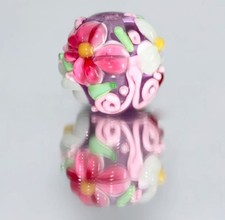 10pcs handmade Lampwork glass round Beads Colorful flower 15mm F style
