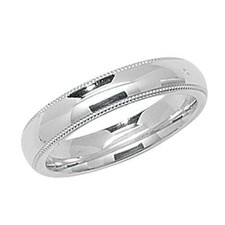 Sterling Silver Wedding Band Ring 4mm Wide Millgrain 925 Hallmark