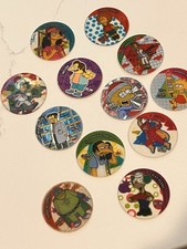 Rare Lot 12 Mexico THE SIMPSONS Tazos Moe Otto Todd Clear Shiny Collector Pogs