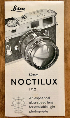 Rare Leica Leitz Noctilux 50mm f1.2 M Lens Pamphlet/Brochure 11820 50/1.2 asph